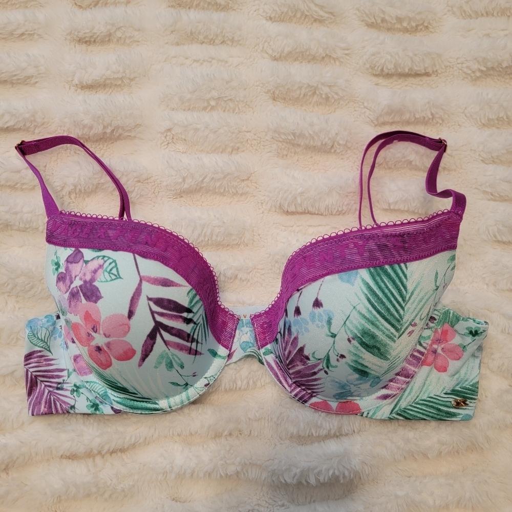 Savage X Fenty Teal and Purple Floral Underwire Bra